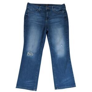 NYDJ Marilyn Straight Leg Jeans Distressed Stretch Women's Size 12 Cropped Sacha